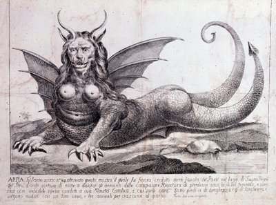 Darstellung einer Harpyie (Druck, 1784) von Unknown artist