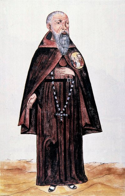 Darstellung eines Mönchs des Franziskanerordens, aus "Trujillo del Peru" oder "Códice Martínez Compañón", von Baltazar Martinez Compañón y Bujanda, Bischof von Trujillo (1782-1785) von Unknown artist