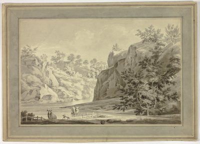 Flusslandschaft mit Kühen und Hund im Vordergrund von Unknown artist