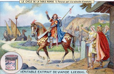 Runder Tisch Zyklus (5): Perceval geht auf Abenteuersuche, Liebig Chromolithographie, sd. 19. Jahrhundert von Unknown artist