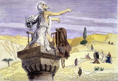 Heiliger Simeon der Stylit predigt auf einer Säule von Unknown artist