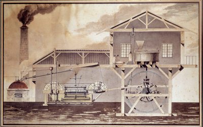 Wissenschaft und Technik: Eine Dampfmaschine, die eine Mühle schneidet von Unknown artist