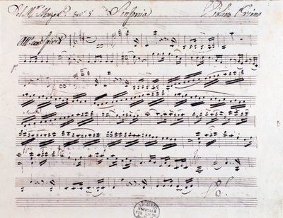 Seite der Partitur für die erste Violine in Sinfonie Nr. 7, von Mozart von Unknown artist