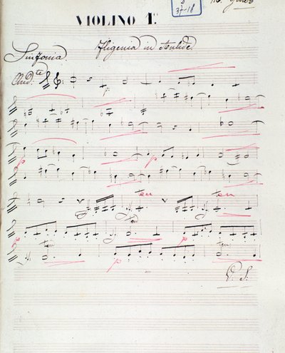 Notenseite für die erste Violine von Iphigenie en Aulide, Oper von C. W. Gluck, ca. 1774 von Unknown artist