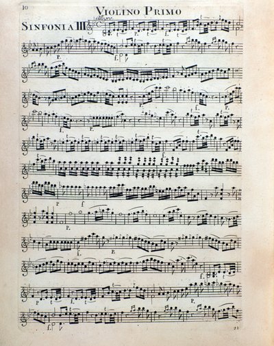 Notenblatt für Violine der Symphonie Nr. 3 von Christian Cannabich von Unknown artist