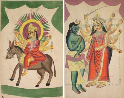 Sheetaladevi: Die Pockengöttin (recto); Durga (verso) von Unknown artist