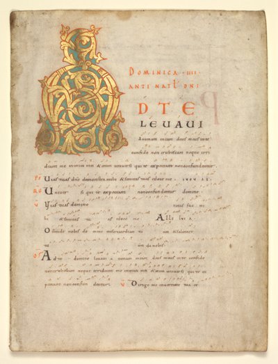 Einzelblatt aus einem Graduale und Sakramentar: Initiale A[d te lavavi] von Unknown artist