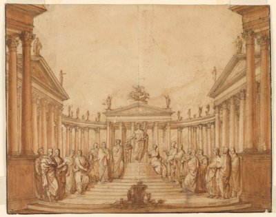 Bühnenbild, Apollo mit berühmten Männern und Musen von Unknown artist