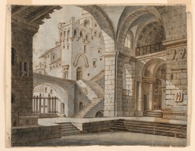 Bühnenbild: Hof in gotischem Schloss von Unknown artist