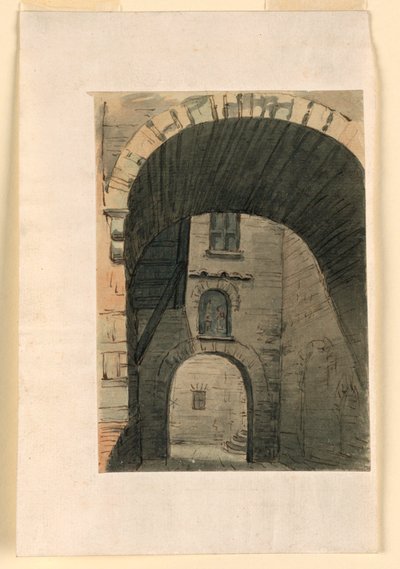 Bühnenbild, Hof in altem Gebäude von Unknown artist