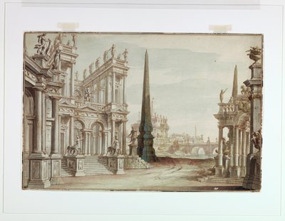 Bühnenbild, Fantasie von Rom mit dem Castel Sant 
