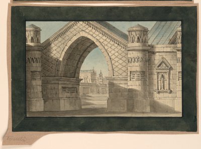 Bühnenbild, gotischer Torbogen von Unknown artist