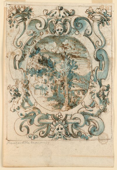 Riemenwerk Design mit Landschaft von Unknown artist