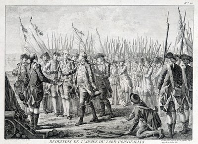 Kapitulation der britischen Armee von Lord Cornwallis (1738 - 1805) an Amerika am 19. Oktober 1781. von Unknown artist
