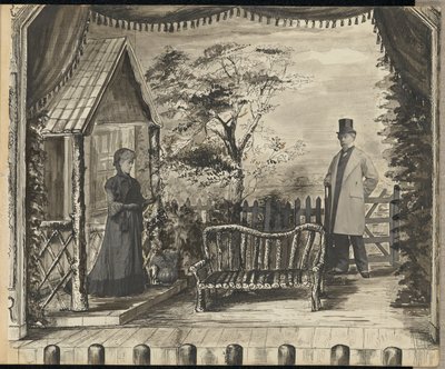 [Tableau vivant eines Mannes und einer Frau auf einer Theaterbühne] von Unknown artist