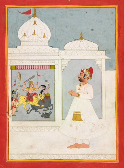 Thakur Ajit Singh verehrt die Göttin von Unknown artist