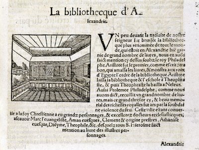 Die Bibliothek von Alexandria - in „Universal Cosmography“ von Unknown artist