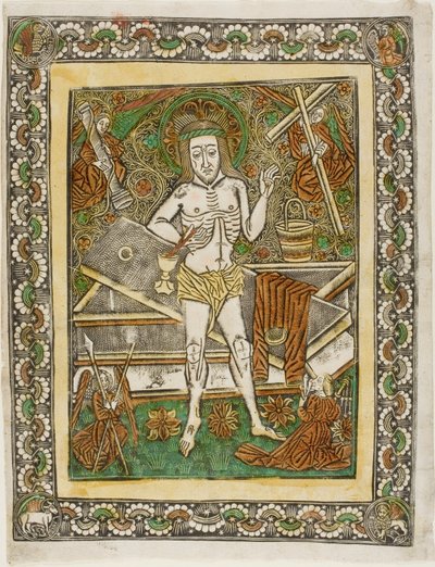 Der Mann der Schmerzen mit vier Engeln von Unknown artist