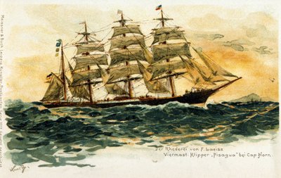 Der Pisagua-Clipper am Kap Hoorn. Illustration aus dem 19. Jahrhundert von Unknown artist