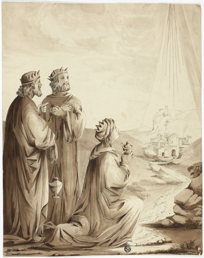Die drei Weisen, die auf den Stern von Bethlehem zeigen von Unknown artist