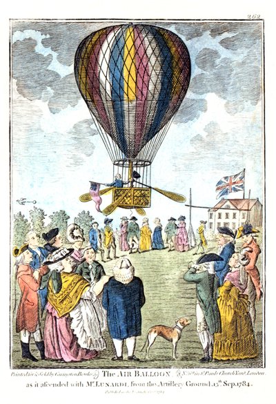 Der Heißluftballon beim Aufstieg mit Mr. Lunardi vom Artillerieplatz, 15. September 1784 von Unknown artist