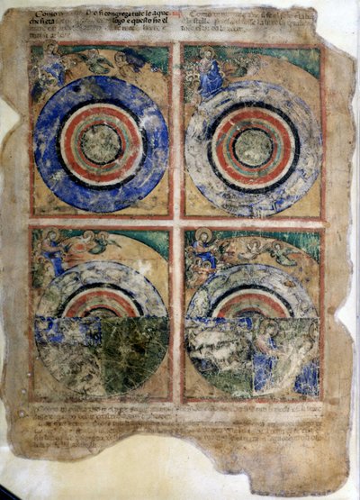 Die Erschaffung der Welt. Genesis. Miniatur aus Codex 212 (oder Padovano Codice oder Bibel von Padua) 1390-1400 Rovigo, Accademia dei Concordi von Unknown artist