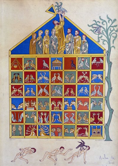 Die Taube mit einem Olivenzweig betritt die Arche Noah - nach Miniatur von Unknown artist