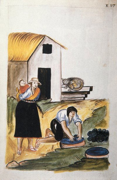 Die Wollfärberei, aus dem Buch "Trujillo del Peru" oder "Códice Martínez Compañón", von Baltazar Martinez Compañón y Bujanda, Bischof von Trujillo (1782-1785) von Unknown artist