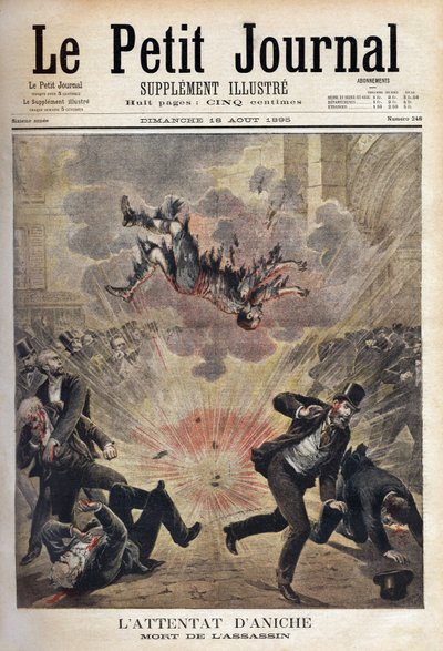 Der Mörder Clement Decoux ist das Opfer seines versuchten Angriffs auf Emile Vuillemin (1822-?), Direktor der Aniche-Minen, der sein fünfzigstes Jubiläum an der Spitze der Kohleproduktion am 4. August feiert von Unknown artist