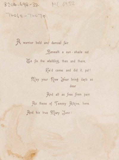 Die alte Geschichte für das neue Jahr, Neujahrskarte, ca. 1885 von Unknown artist