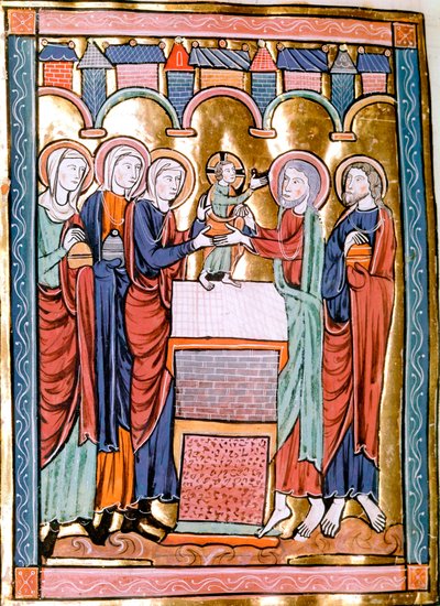 Die Darstellung im Miniaturtempel aus „Liber Psalmorum Cum Calendario“ oder „Psaltier à l