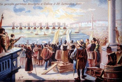 Die zweite Abreise von Christoph Kolumbus aus Cadiz am 25.09.1493. von Unknown artist