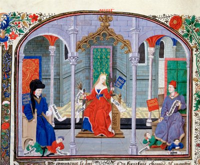 Theorie der Gerechtigkeit. Miniatur aus dem Manuskript 