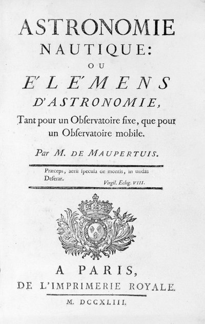 Titelseite der Nautischen Astronomie: oder Elemente der Astronomie von M. de Maupertuis. 1743 von Unknown artist