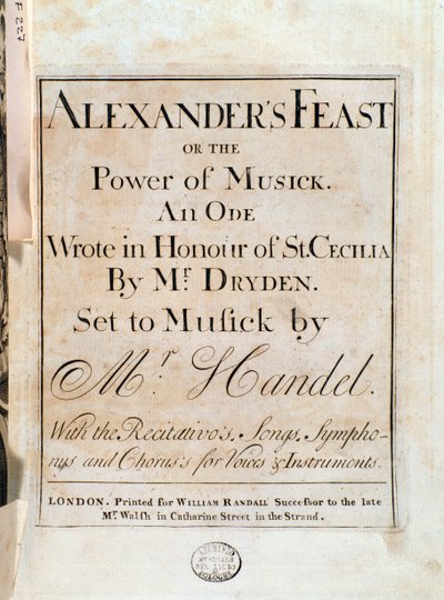 Titelseite der Partitur von Alexander