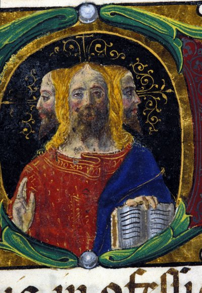 Dreifaltigkeit mit drei Gesichtern (3 Köpfe). Codex Carmosano von Unknown artist