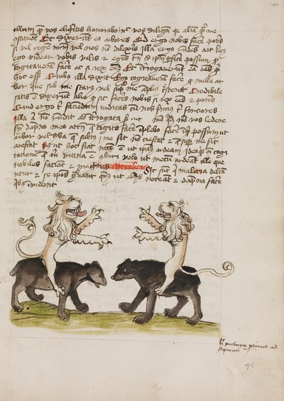 Zwei Löwen sitzen auf den Rücken von zwei Bären von Unknown artist
