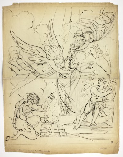 Unidentifizierte mythologische Geburtsszene (recto); Amor und Psyche (verso) von Unknown artist