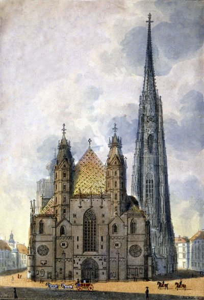 Ansicht der Kathedrale St. Stephan (Stephansdom) in Wien, Österreich, Ende des 18. Jahrhunderts von Unknown artist