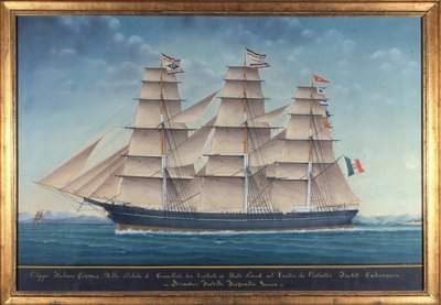 Ansicht des italienischen Klippers Cosmos. Gemälde aus dem 19. Jahrhundert von Unknown artist