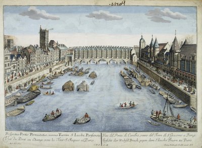 Ansicht der Pont au Change und des St. Jacques Turms in Paris von Unknown artist