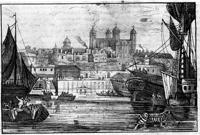 Ansicht des Tower of London und der Themse Ende des 18. Jahrhunderts Gravur von Unknown artist