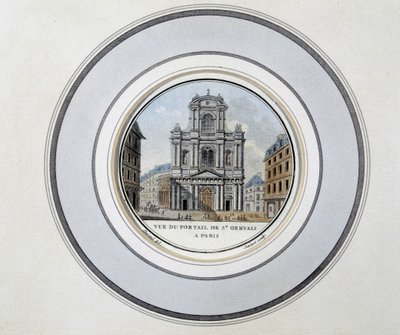 Ansicht des Tores von St. Gervais - Gravur von Unknown artist