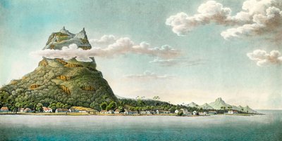 Ansicht der Insel Bora Bora im heutigen Französisch-Polynesien. Stich des 18. Jahrhunderts. Privatsammlung von Unknown artist