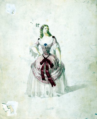 Violetta-Kostüm für die Oper „La Traviata“ von Giuseppe Verdi an der Scala 1855. von Unknown artist