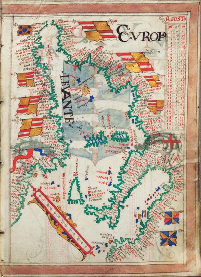 Westliches Mittelmeer, gebunden in einem Atlas von fünfundzwanzig Karten mit Diagrammen und Tabellen, ca. 1550-60 von Unknown artist