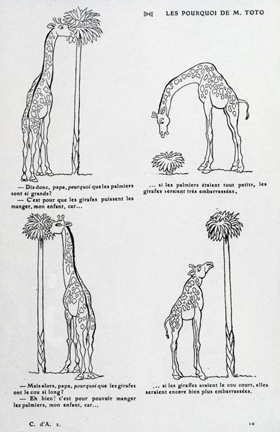 Warum von Herrn Toto: Warum die Palme so groß ist und warum die Giraffe so einen langen Hals hat. (komische Zeichnung zur Darwinschen Theorie) von Unknown artist