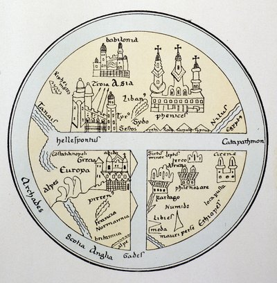 Weltkarte aus einem Leipziger Manuskript des 11. Jahrhunderts von Unknown artist