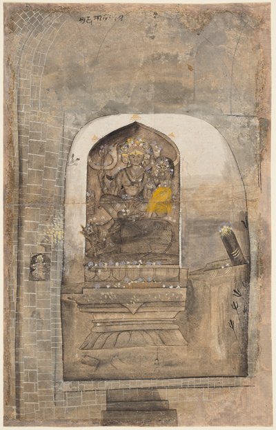 Verehrung des Steinbildes von Shiva und Parvati in einem Schrein von Unknown artist