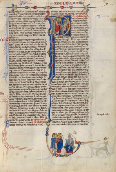 Initiale P: Der heilige Paulus übergibt einem Bischof eine Schriftrolle von Unknown artist/maker